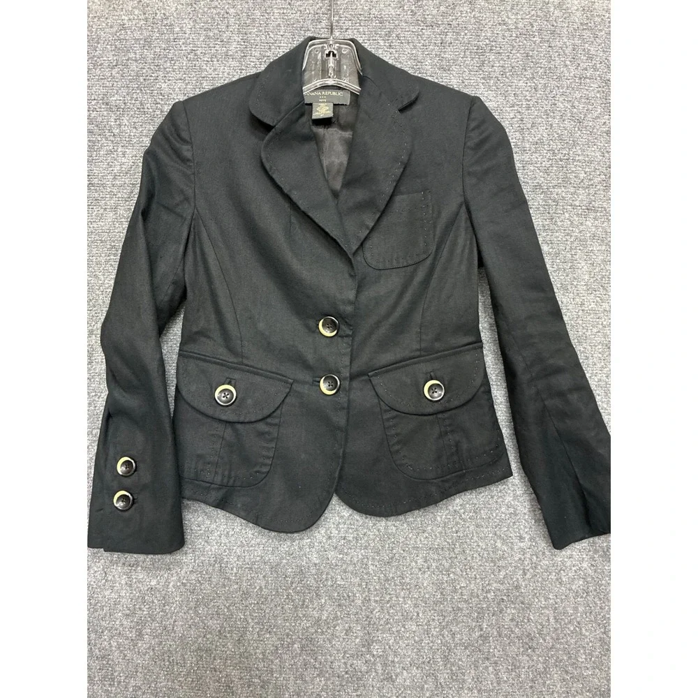 Linen Banana Republic Black Linen Blend Suit Set Blazer 2P Pants 0 Petite